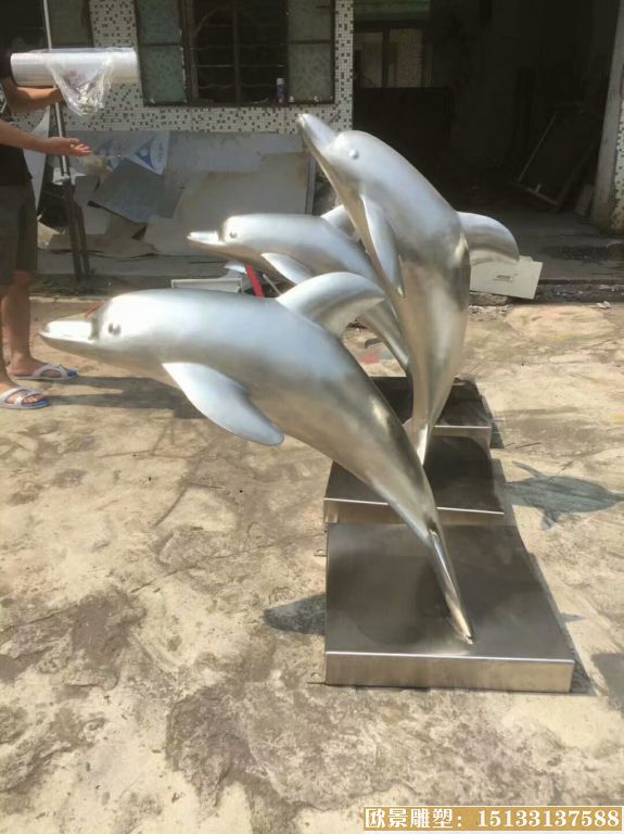 不锈钢海豚雕塑 海洋生物海豚雕塑 海豚雕塑图片