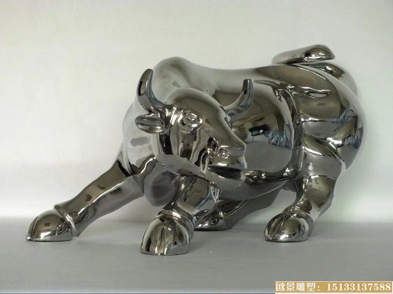 不锈钢华尔街牛雕塑 不锈钢牛雕塑动物